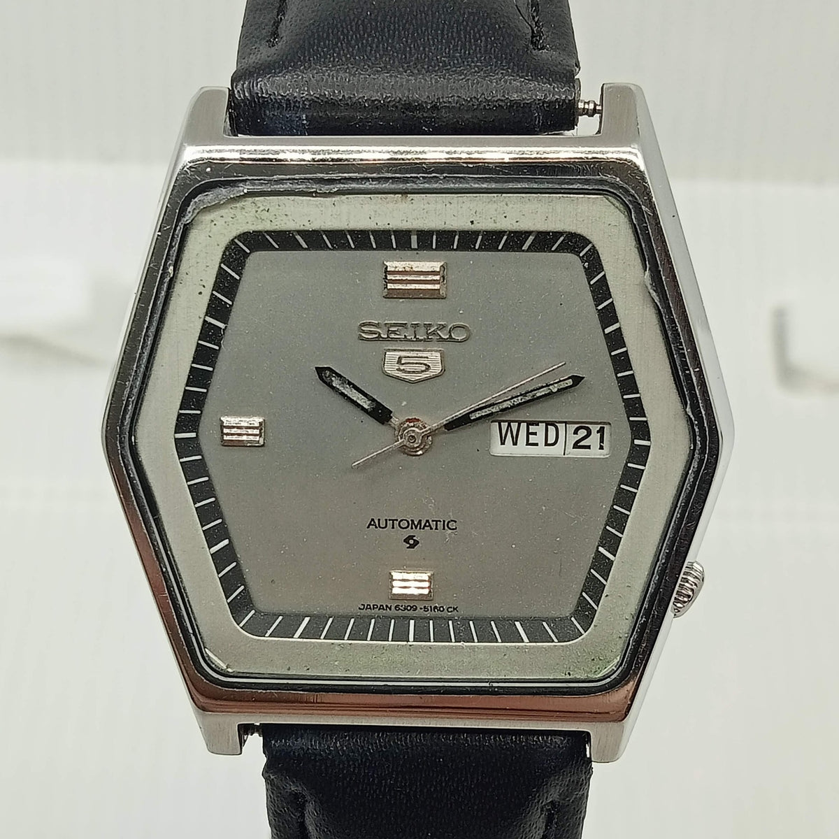 Seiko 5 6309 5130 1981 August SUWA Hexagon 17J Automatic Wrist