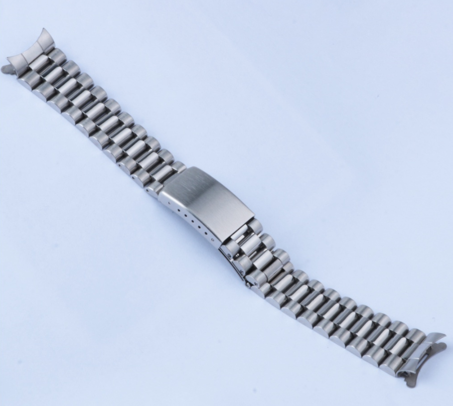BNIB Hi-Quality President Design Curved End 19mm Width SS Complete Bracelet (Silver / Mid-Gold + Silver)