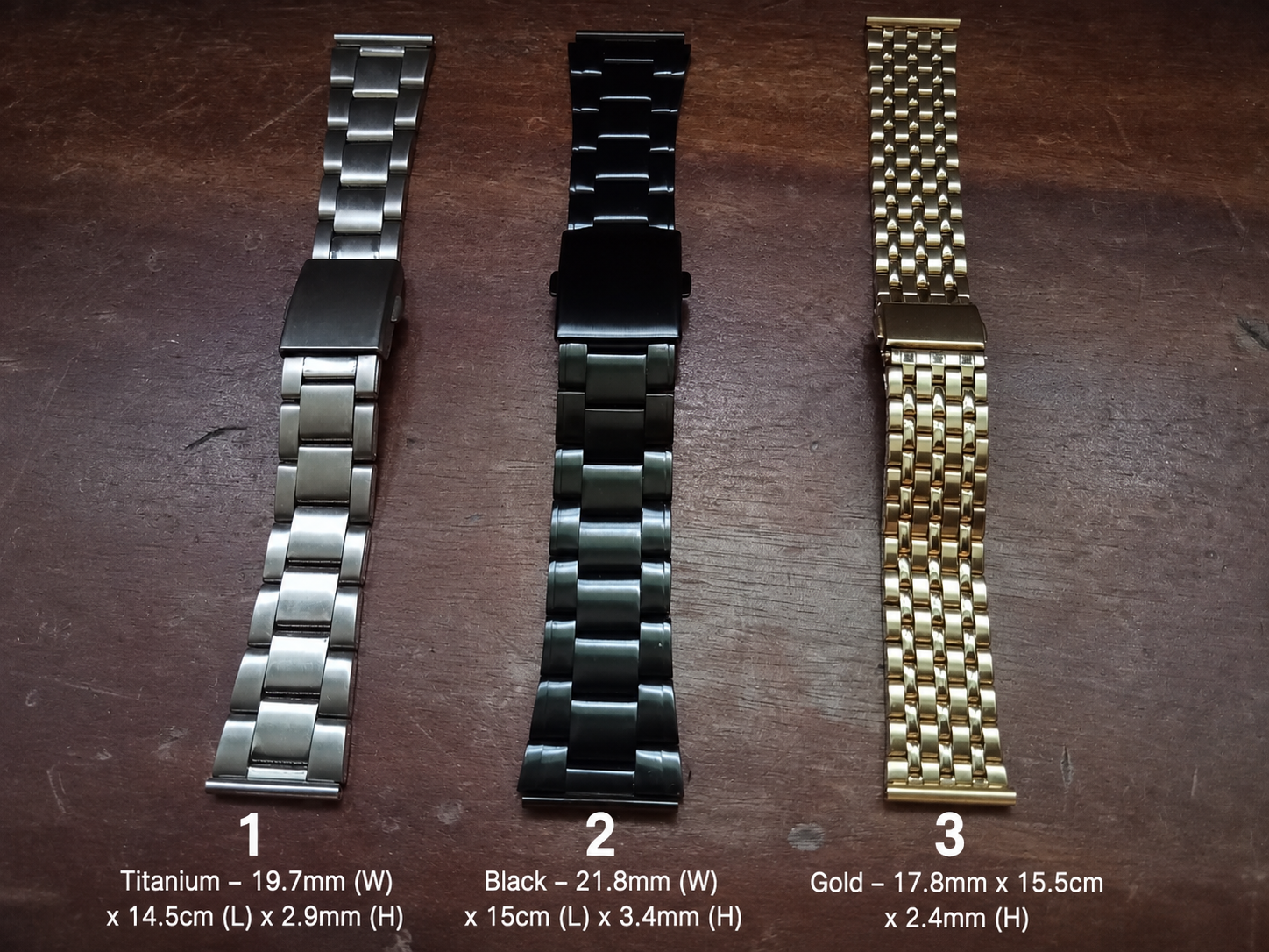 Bambi Japan SS Bracelets Various Designs 18mm, 20mm and 22mm Straight End Link