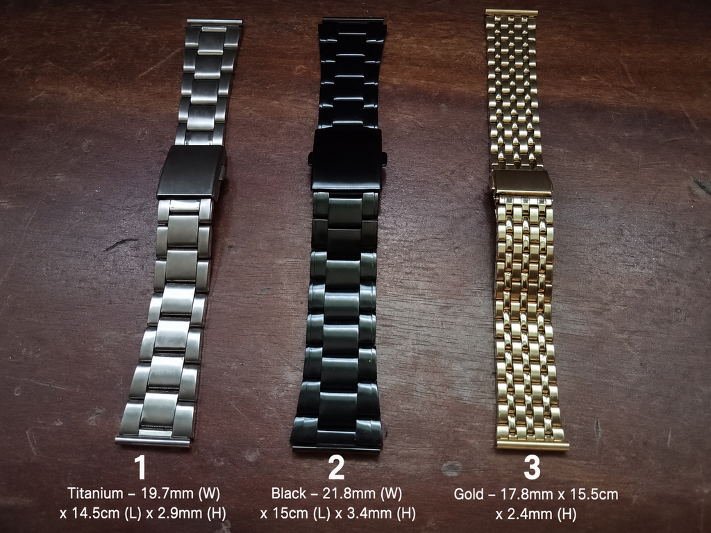 Bambi Japan SS Bracelets Various Designs 18mm, 20mm and 22mm Straight End Link