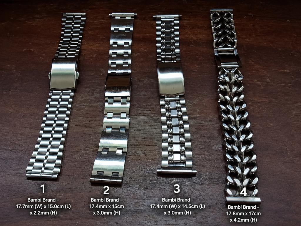 Bambi Japan SS Bracelets Various Designs 18mm Straight End Link (03)