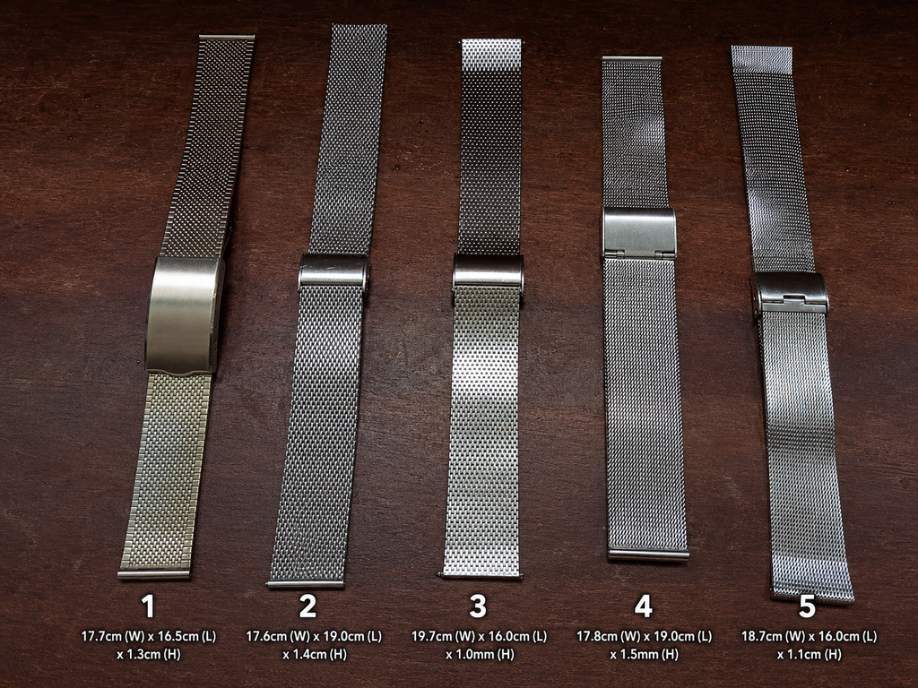 Bambi Japan SS Super Milanese Bracelets Various Designs 18, 19, 20mm Straight End Link (07)