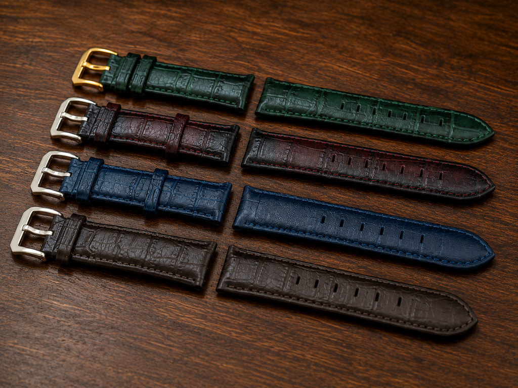 B.N.I.B Hi-Quality Hand Stitched Reptile Designed Genuine Leather Strap 19mm (38)