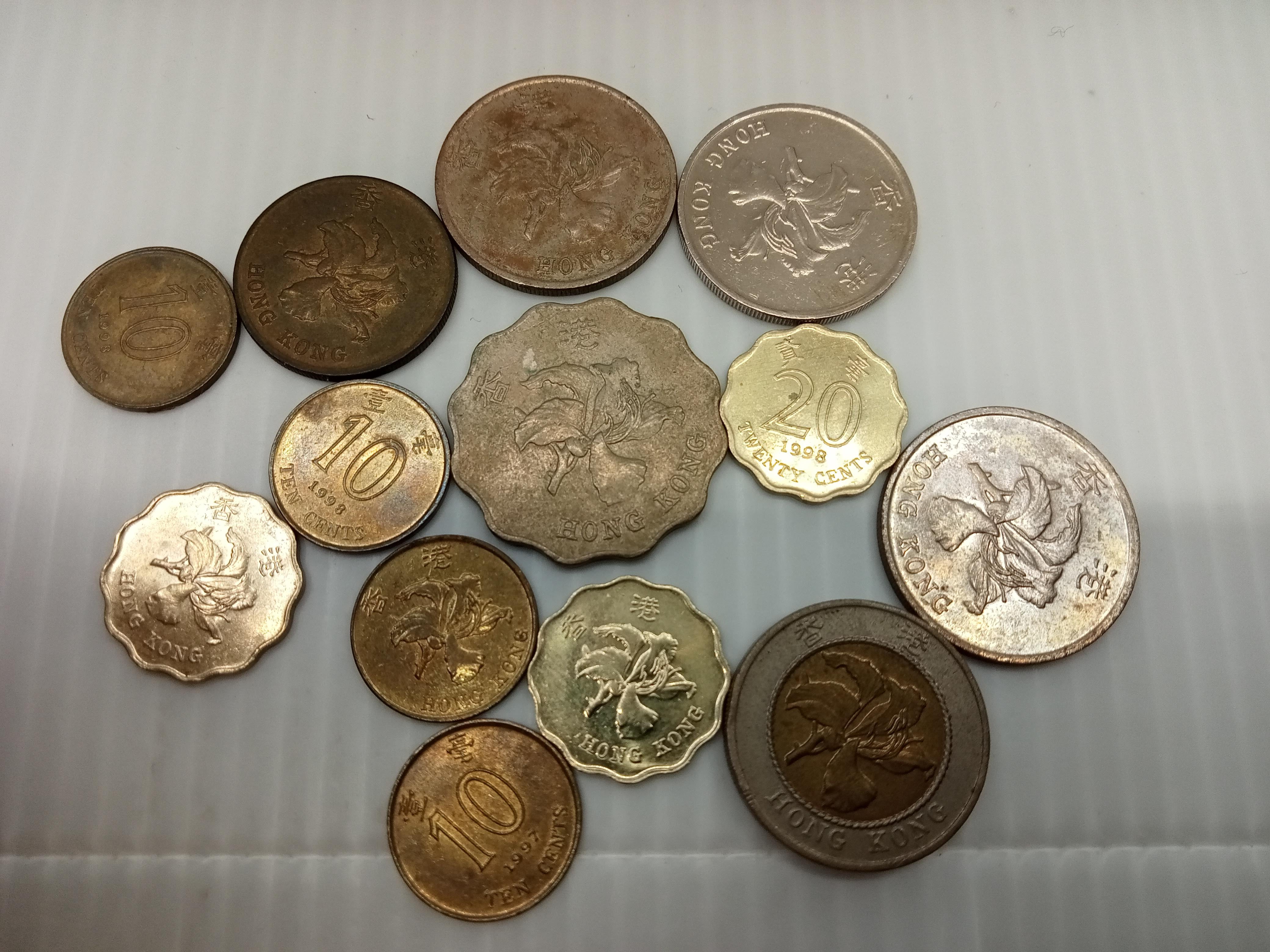 Hongkong $10.00, $2.00, $1.00, 50 Cent, 20 Cent, 10 Cent