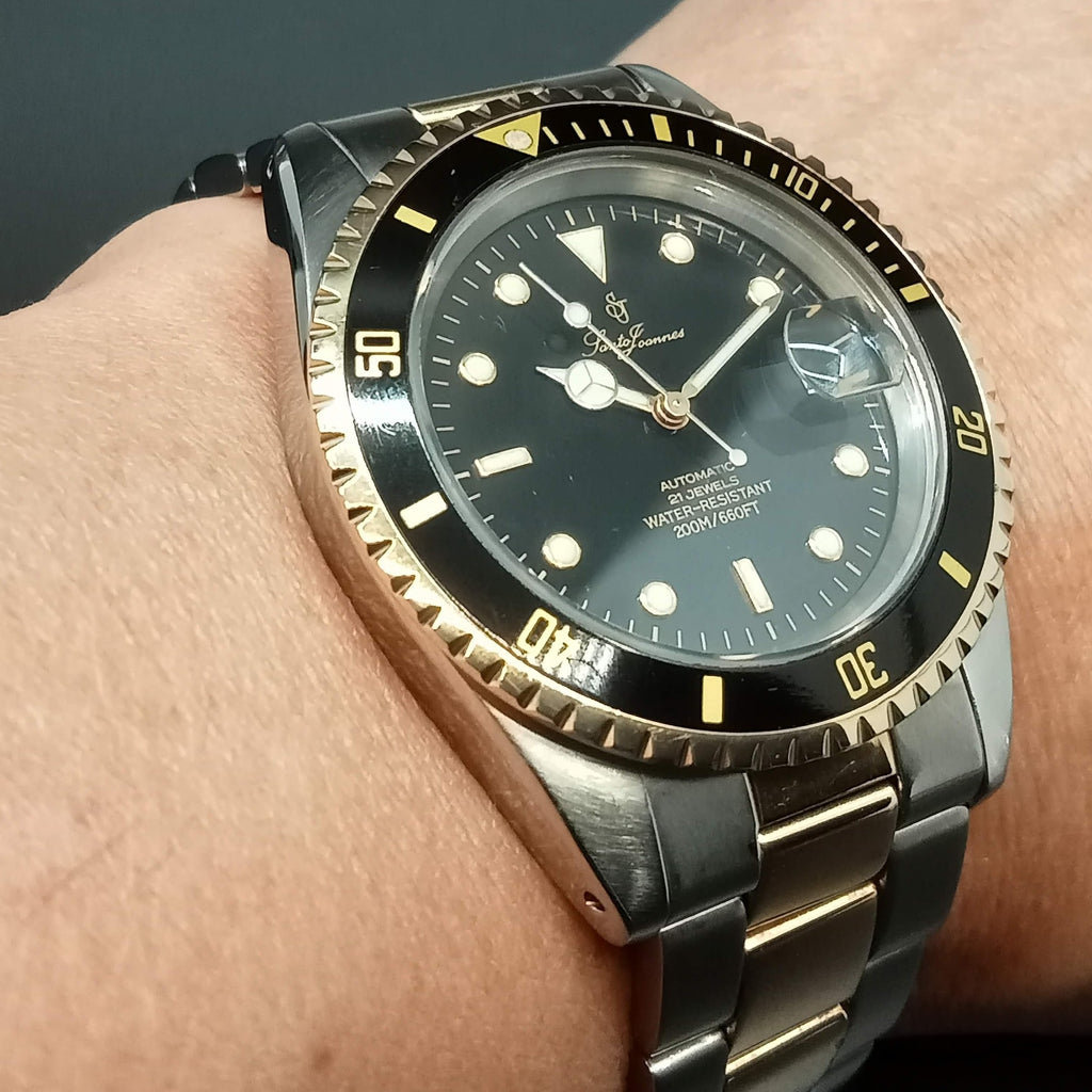 Birthday Watch 1994! Santo Johannes Seabrave Diver 3258-1, 18K Black / Gold Filled, 21J Automatic Watch