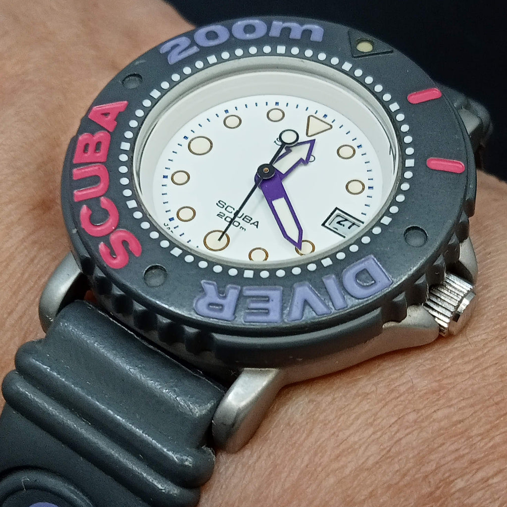 AUCTION: Collectible! Birthday Watch July 1989! Seiko Scuba Diver Buddy 3E35-022B JDM Quartz Watch (OH)