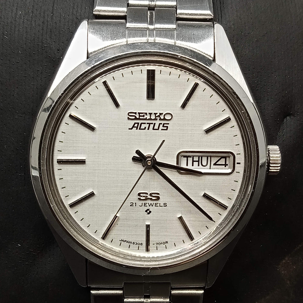 Birthday Watch October 1977! Seiko Actus 6306-7010 SS JDM SUWA Linen Dial 21J Automatic Watch (OH)