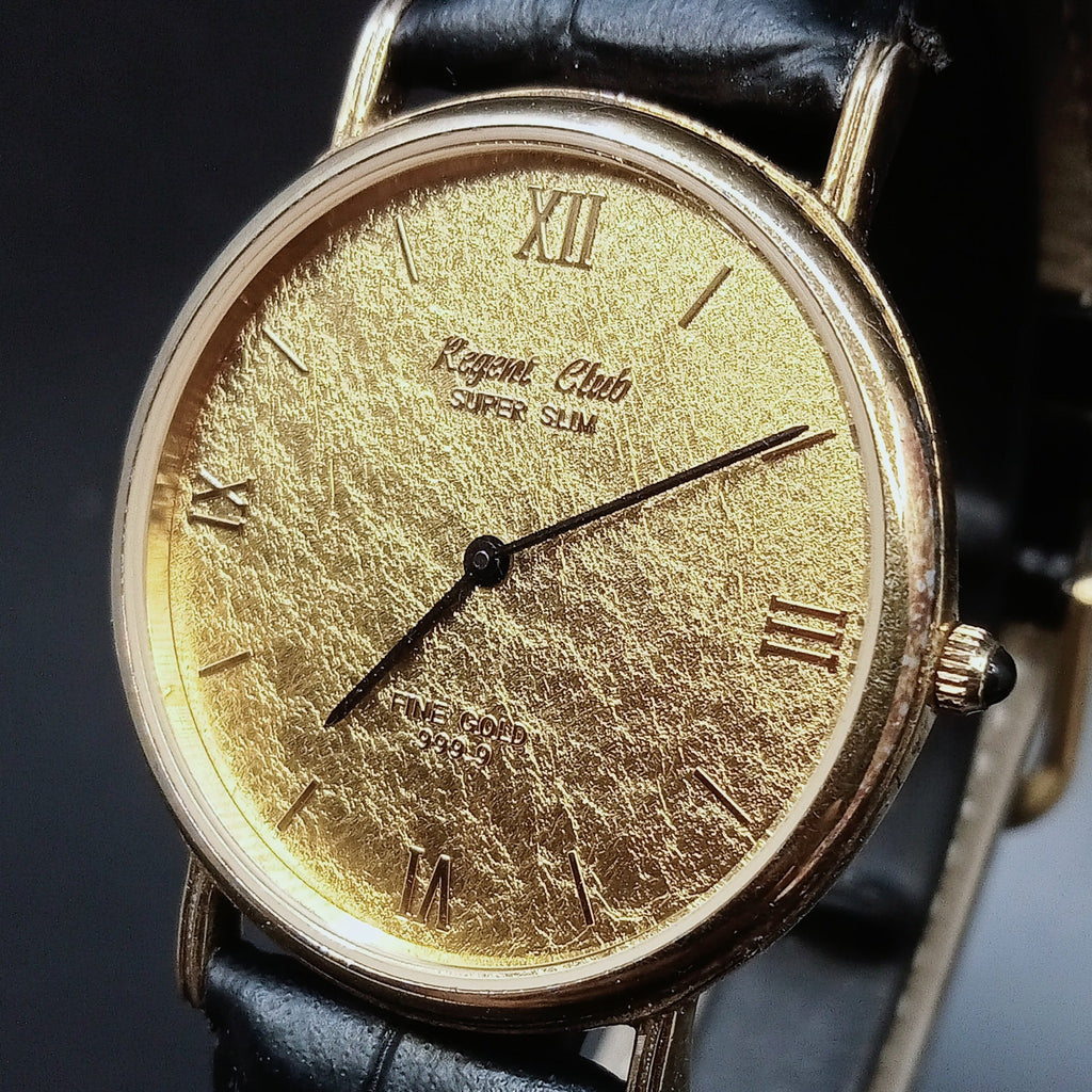 Collectible! Regent Club RC-104 Super Slim Pure Gold Dial