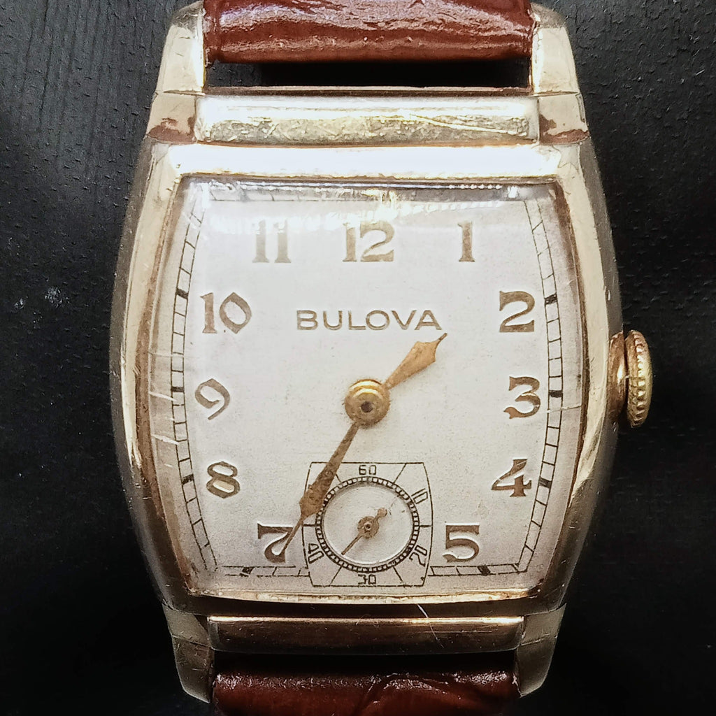 Collectible Circa 1944 Bulova Cal 10BC "D" Art Deco Tank Gold-Filled 15J Mechanical Watch (OH)