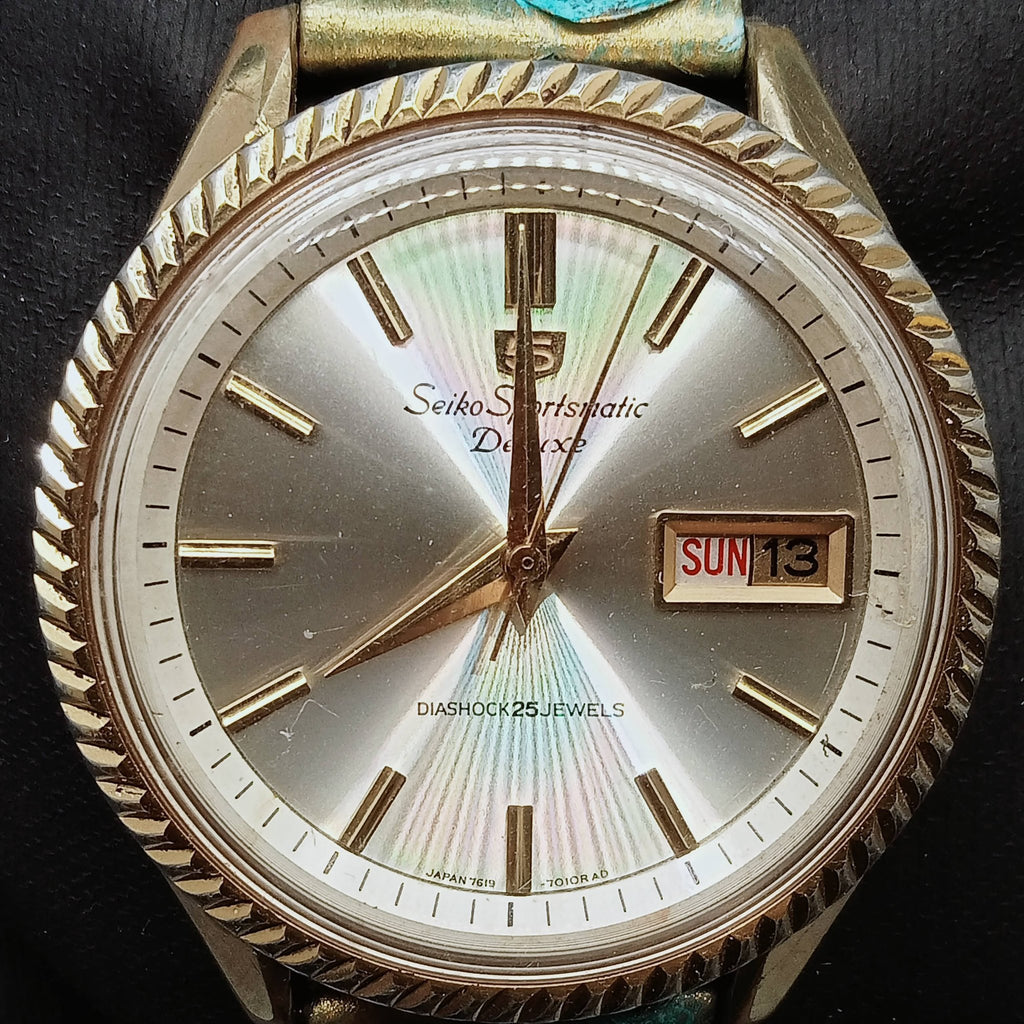 Collectible! Birthday Watch May 1966 Seiko 5 7619-7040 Sportsmatic Deluxe 25J Automatic Watch (OH)