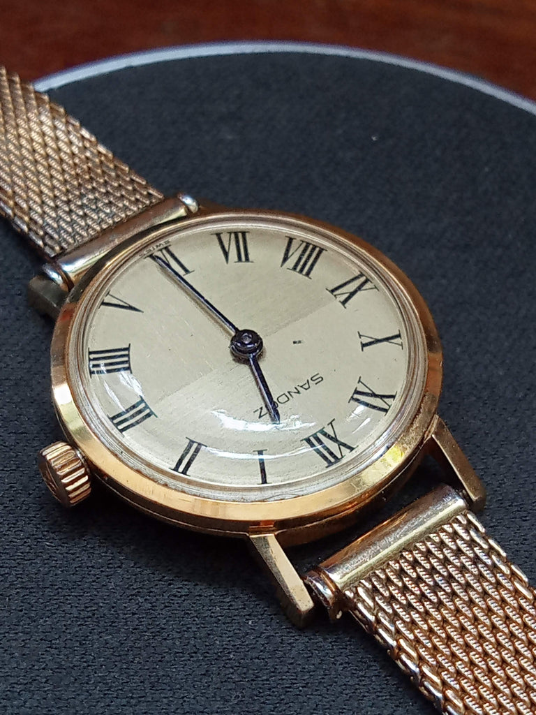 Sandoz Lady Incabloc 369V-13 17J Two Tone Champagne Dial