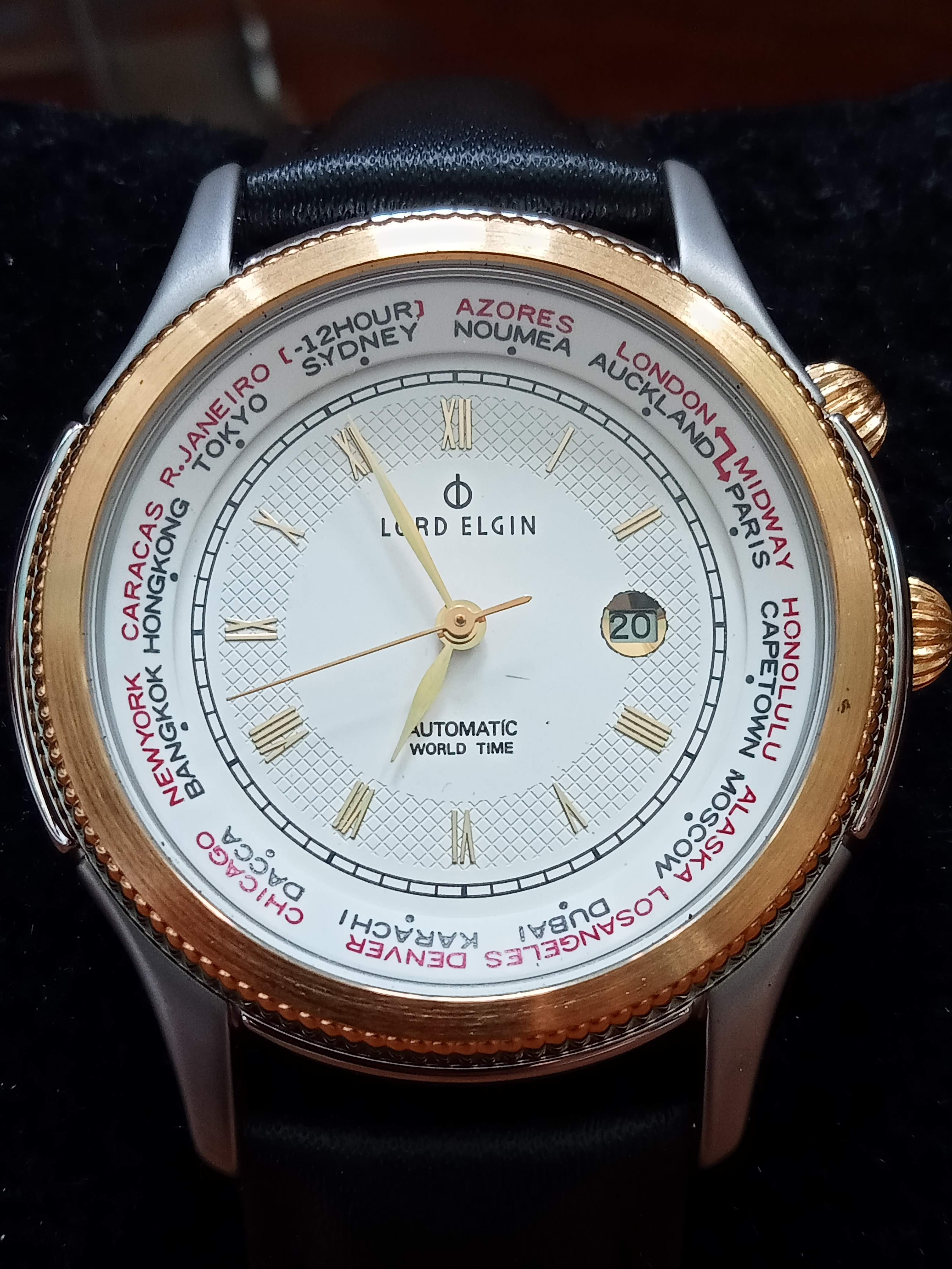 美品 LORD ELGIN AUTOMATIC M-056 Collectible! Lord Elgin M-056 World Time 21J Gold-Filled Automatic