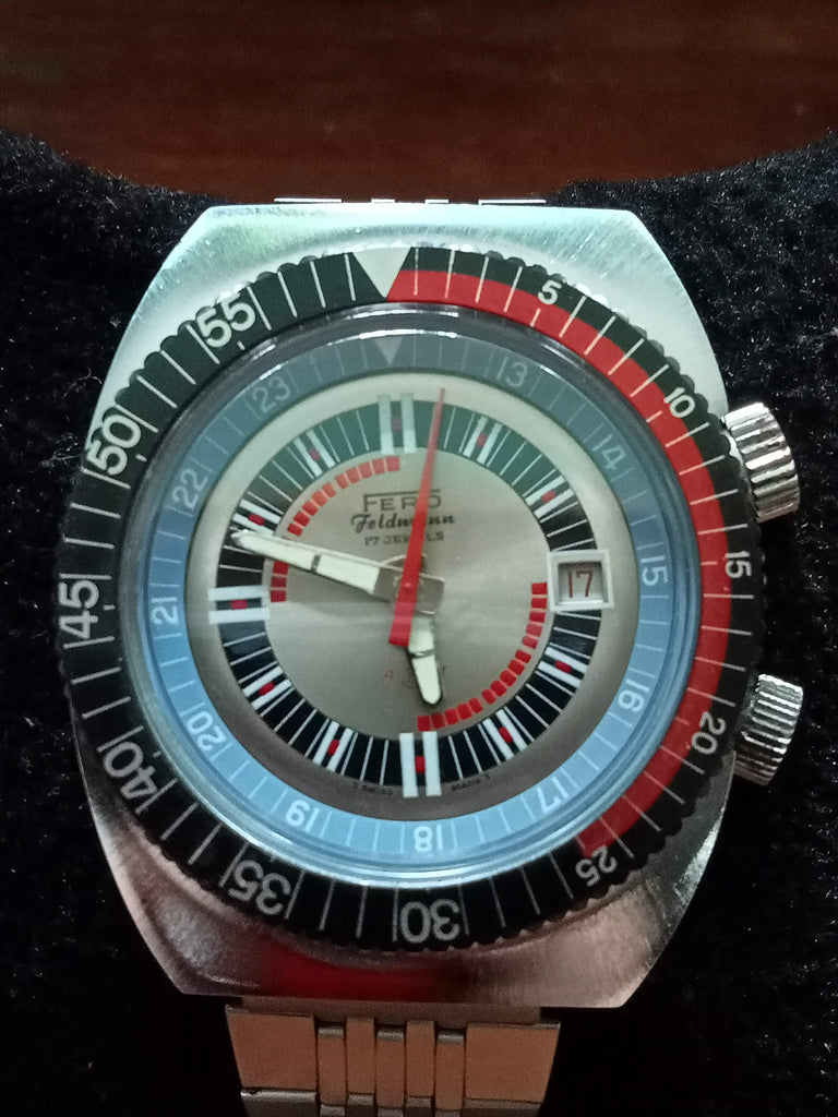 NOS! Collectible! Fero Fieldman Cal EB 8800 17J Diver Mechanical (OH)
