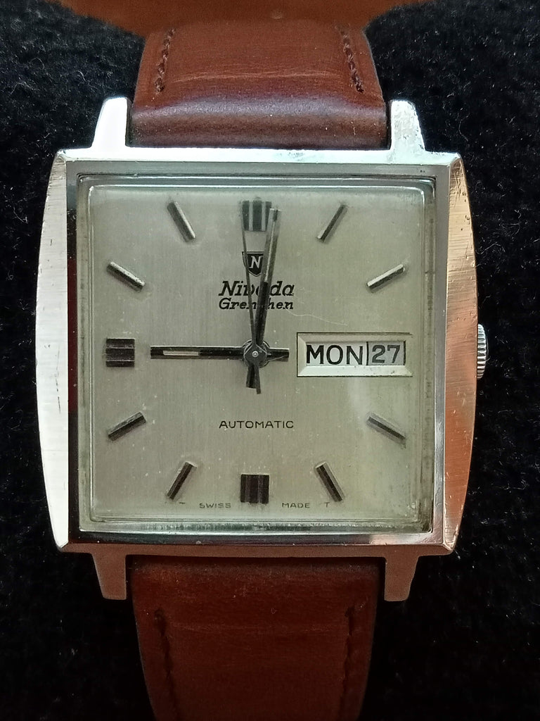 Collectible! 1970s Nivada Grenchen "Antarctica" Tank Ref 67036 Cal AS1918 Automatic (OH)