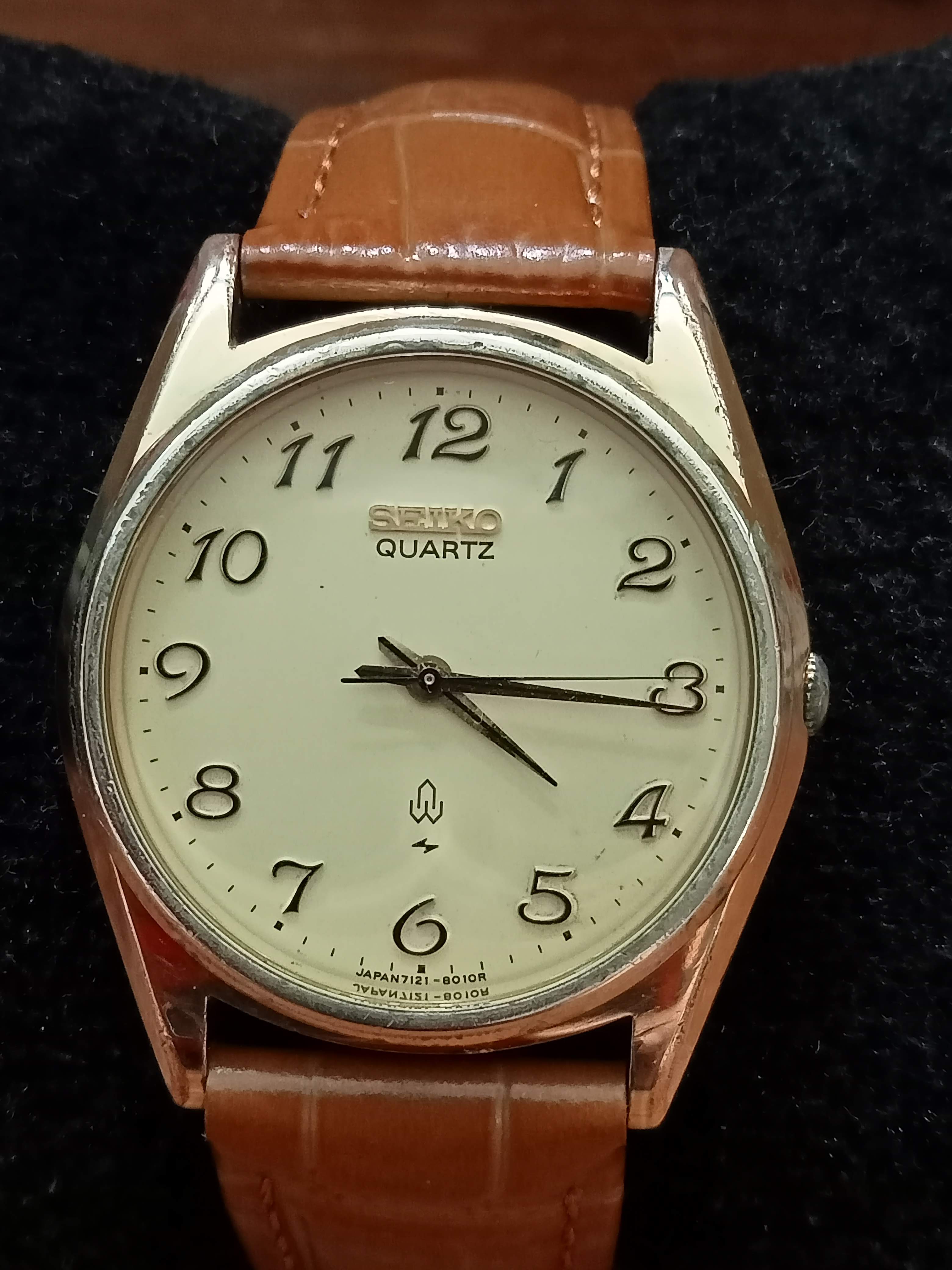 Seiko 7121-8000 Watch Quartz Dial Linen Vintage 0 DAINI 1 