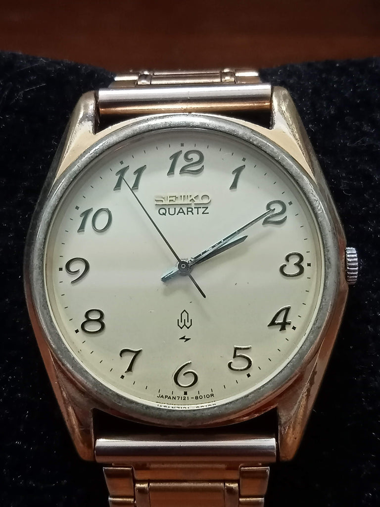 Birthday Watch September 1979! Seiko 7121-8000 DAINI Linen Dial Quartz Watch (OH)