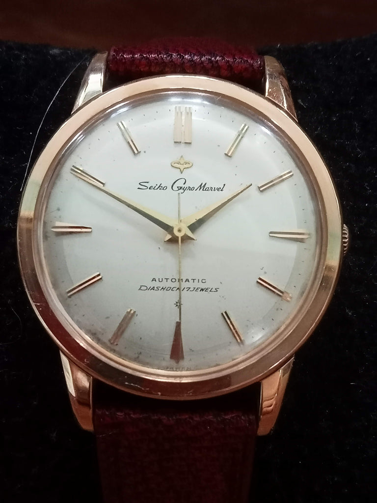 Collectible! August 1960! Seiko Seikosha Gyro Marvel J14078 Cal 290 17 Jewels, 14K 2 Tone Dial Gold-Filled Automatic (OH)