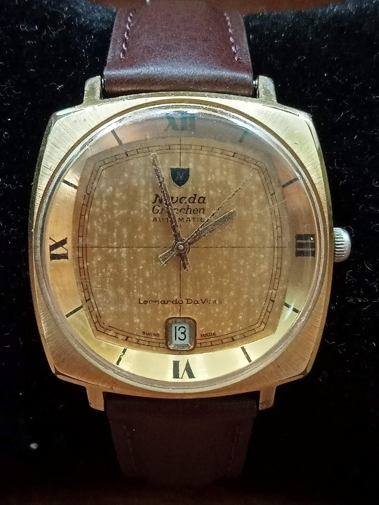 Collectible! 1970s Nivada Grenchen "Leonardo Da Vinci" Gold Dial Cal. ETA 2472 21J Automatic (FS)