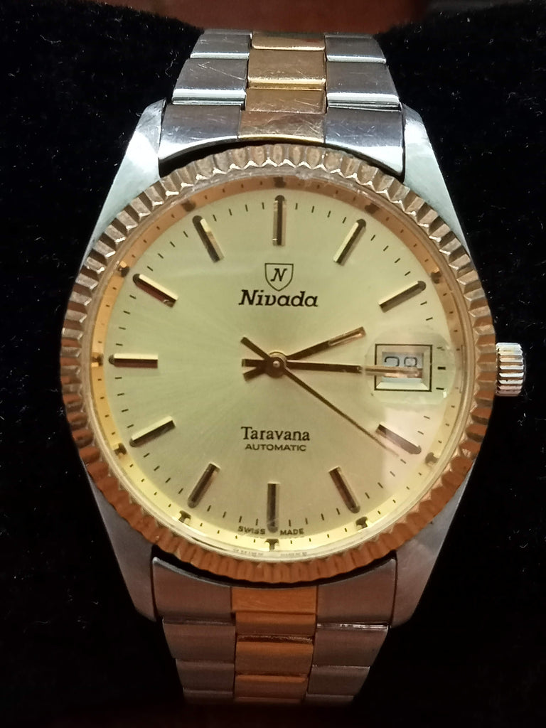 Collectible! 1970s Nivada Grenchen Taravana Ref 9.072 Fluted Bezel 17J Automatic (FS)