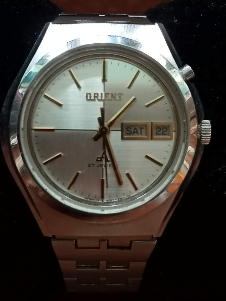 Rare! Orient G429-3345OCT CA-Chrono Ace 27J Two-Tone Silverado Dial Automatic Watch (OH)