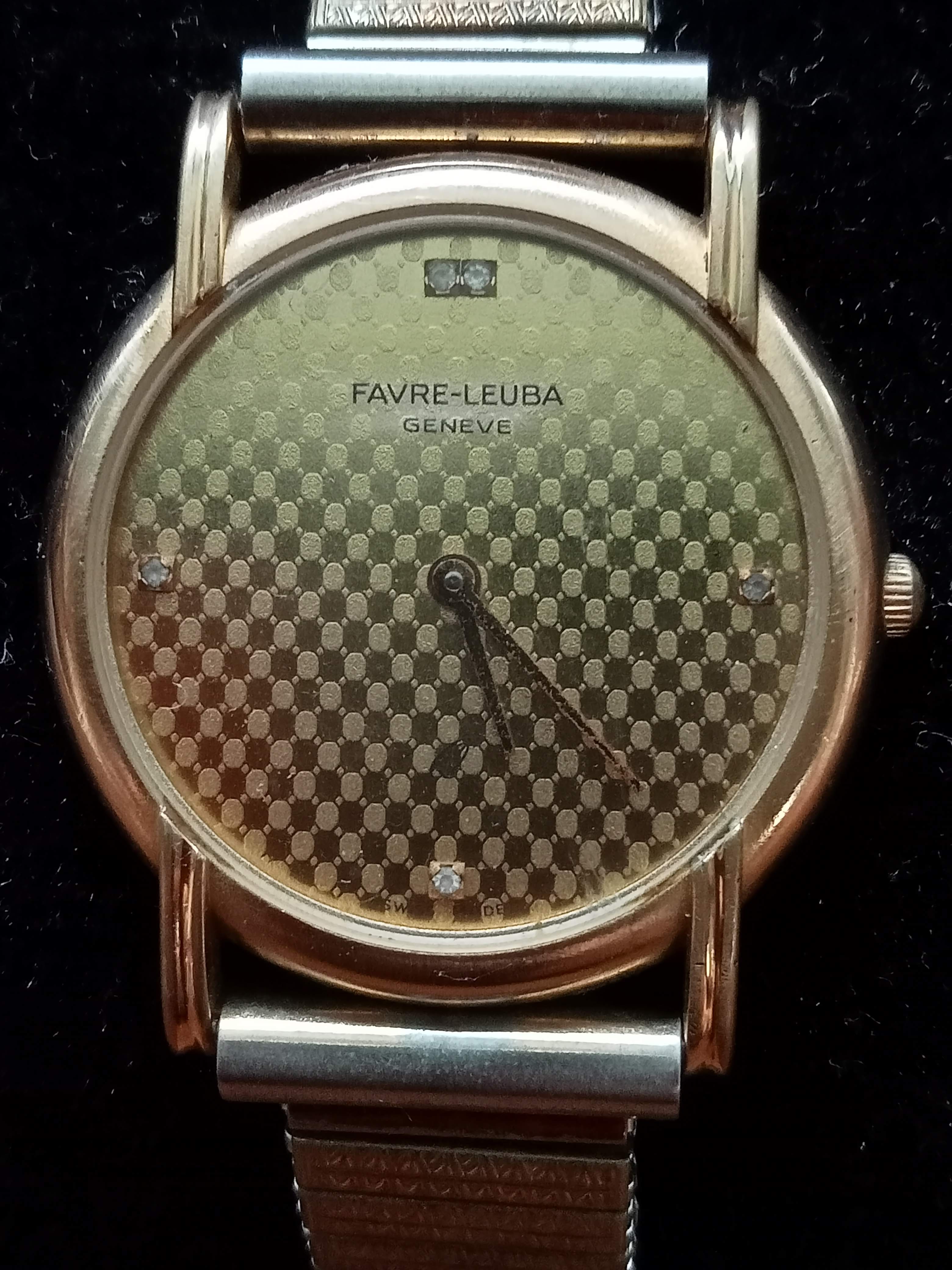 Collectible! 1980s Favre Leuba Ref: 0919-57P Ladies Chequered Dial Quartz (FS)