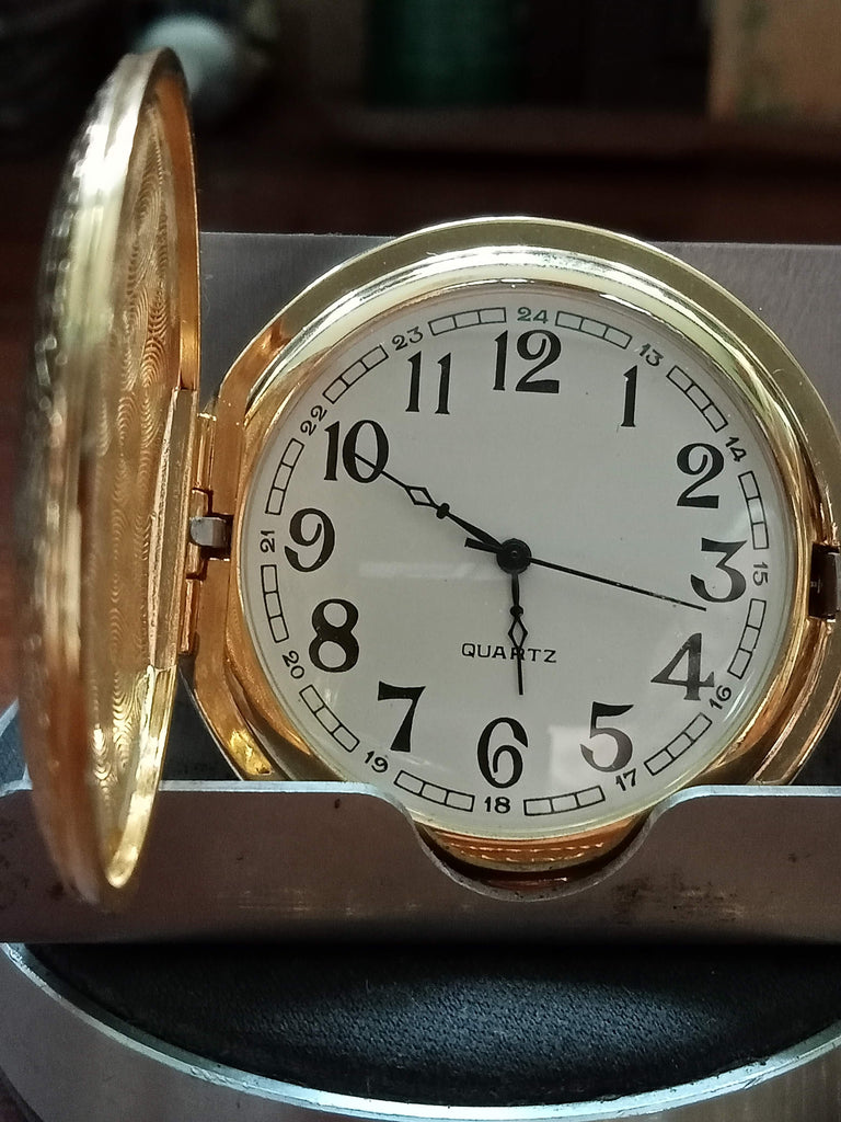Collectible! 1980s Classic Designed Gold-Plated Pocket Watch Quartz (FS)