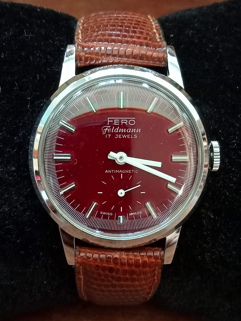 RESTORED! Collectible! Circa 1960s Fero Feldman Blue Dial 17J Mechanical Watch (FS)