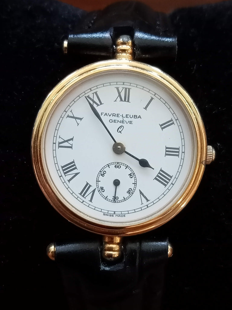 Collectible! 1980s Favre Leuba Ladies Roman Numerals Quartz (FS)
