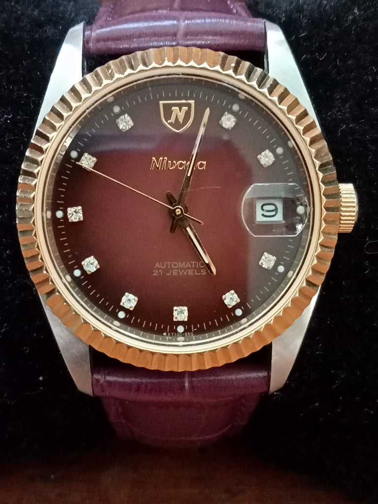 Collectible! 1980s Nivada Grenchen Ref: N014M Fluted Bezel 21J Automatic (OH)