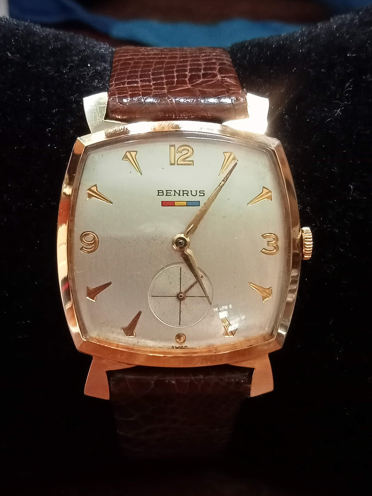 Restored! Collectible! Circa 1930s Benrus Tank Mini-Seconds CXW Cal E-90 15J Tank Mechanical Watch (Fully Serviced)
