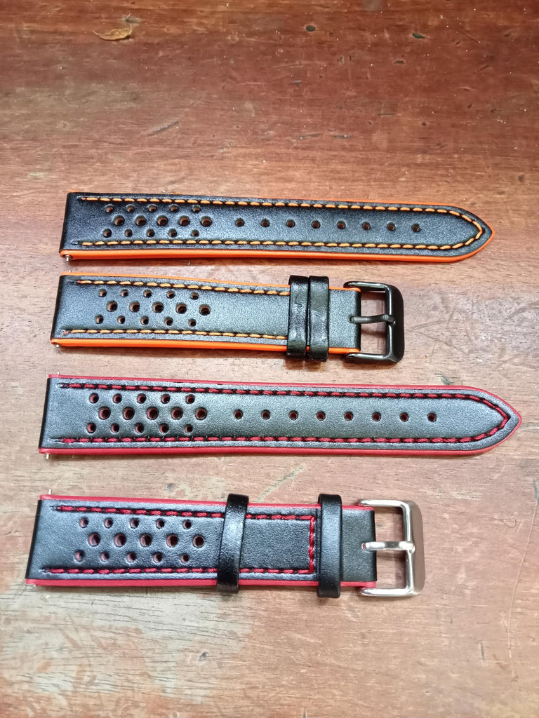BNIB! Hi-Quality Sports Rally Design Genuine Watch Leather Strap Sizes 20mm & 22mm (67)