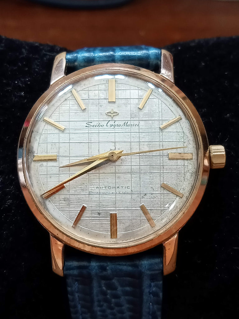 Overhauled! FAST DEAL! Collectible! Circa 1959! Seiko Seikosha Gyro Marvel J14062 Cal 290 17 Jewels, 14K Linen Dial Gold-Filled Automatic