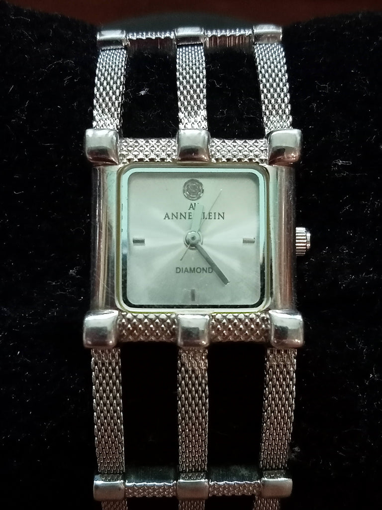 Serviced! Anne Klein Genuine Diamond Collection Case 10-5989 Cal 753H2 Quartz Watch