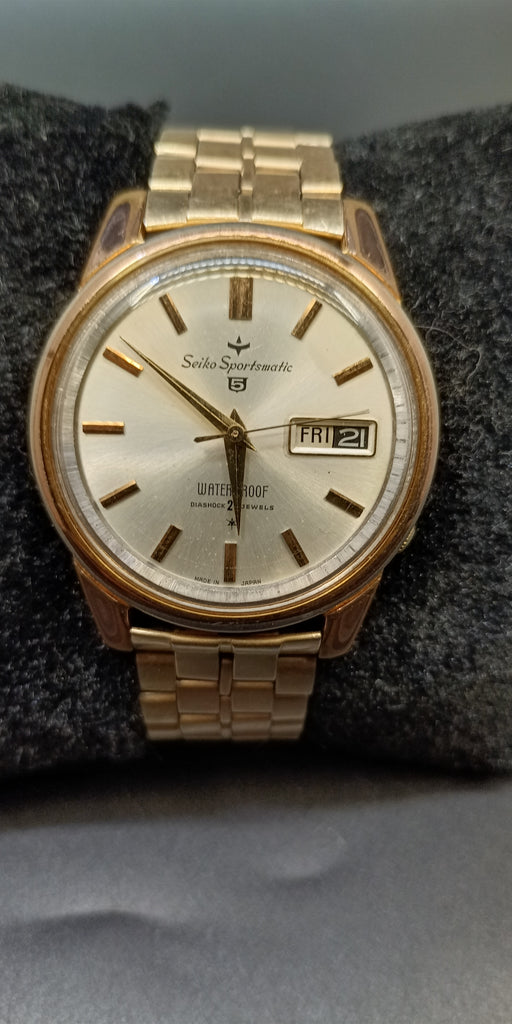 RESTORED! Birthday Watch April 1964! Seiko 5 Cal 410 Sportsmatic "Proof" DAINI Gold Filled 21J Automatic Watch (OH)