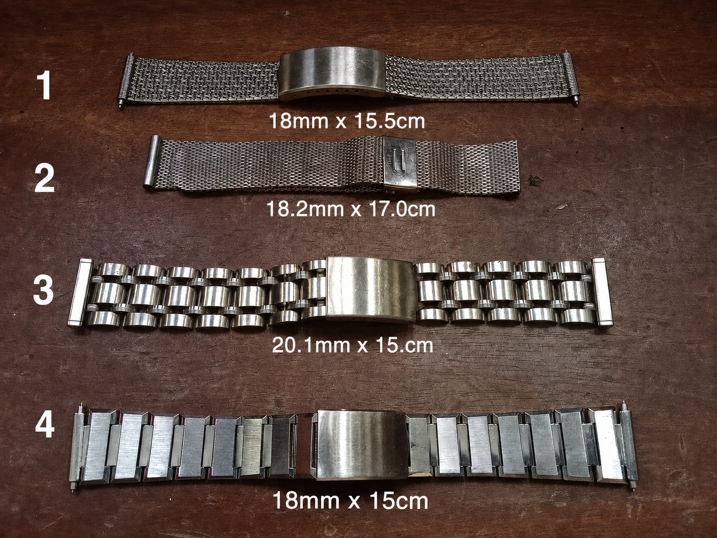 Maruman Japan SS Bracelets Various Designs 18mm and 20mm Straight End Link