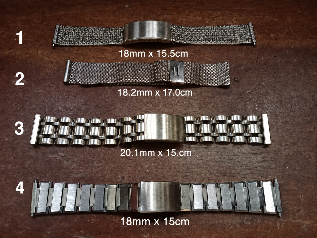 Maruman Japan SS Bracelets Various Designs 18mm and 20mm Straight End Link