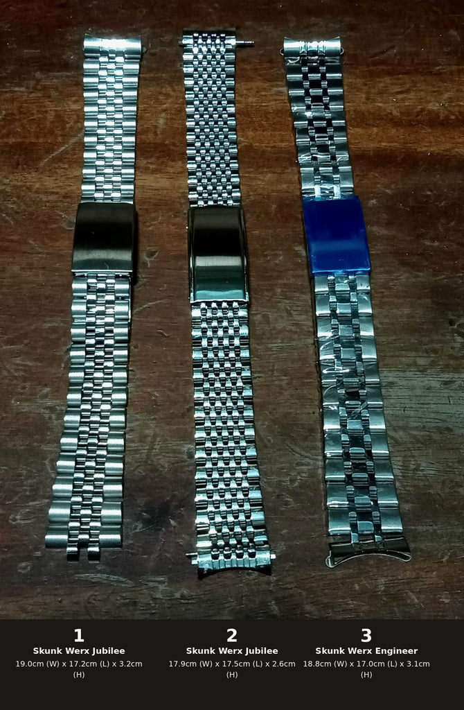 B.N.I.B Project Skunk Werx 10mm and 19mm Width Curved + Straight End Stainless Steel Bracelets (04)