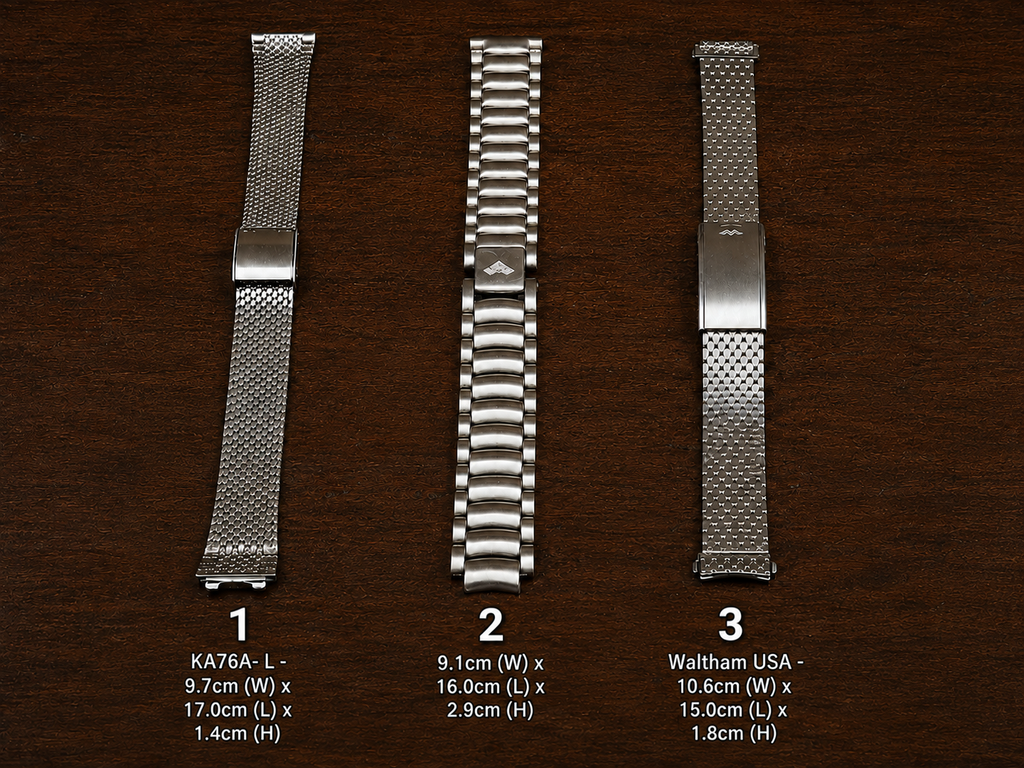 Multi-Brands Vintage 10mm, 11mm and 16mm Width Straight + Curved End SS Bracelets (122)