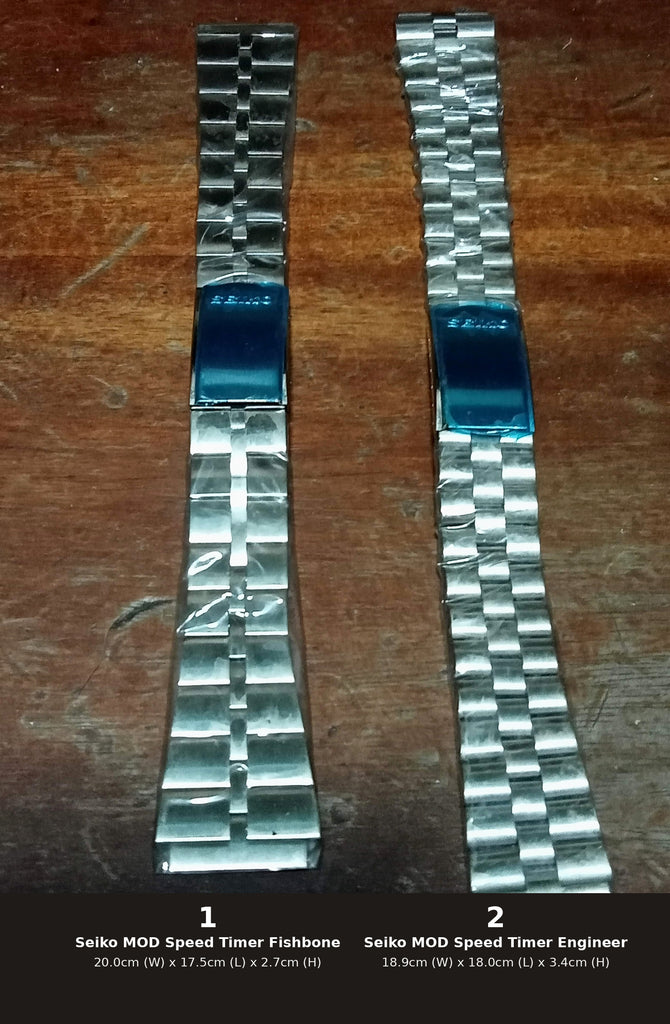 B.N.I.B! Project Skunk Werx Seiko MOD Speed Timer 19mm + 20mm Width Curved + Straight End Stainless Steel Bracelets (23.1)