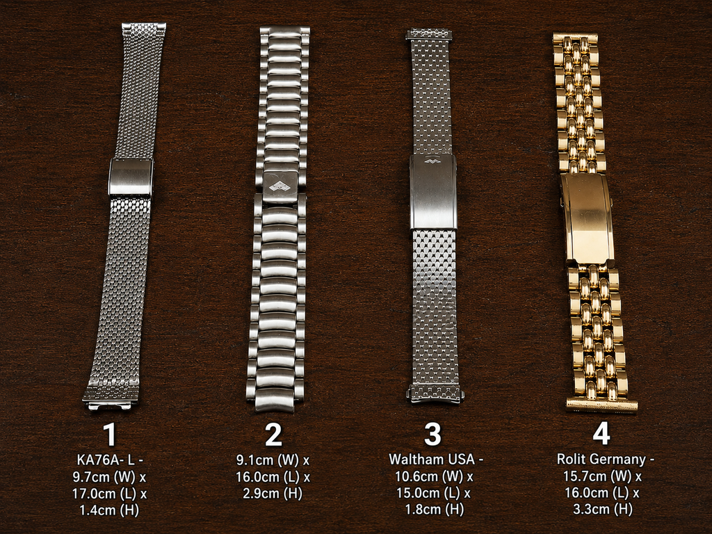 Multi-Brands Vintage 10mm, 11mm and 16mm Width Straight + Curved End SS Bracelets (77)