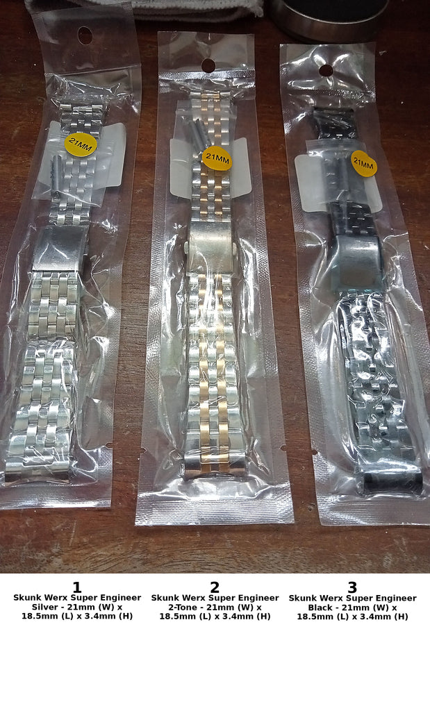B.N.I.B! Project Skunk Werx 21mm Width Curved + Straight End Stainless Steel Bracelets (84)