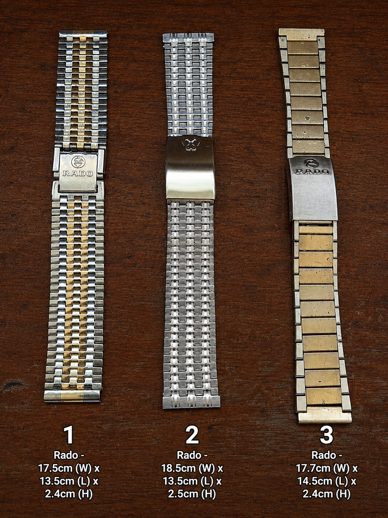 Rado Vintage 18mm and 19mm Width Straight + Curved End SS Bracelets (Genuine) (11)