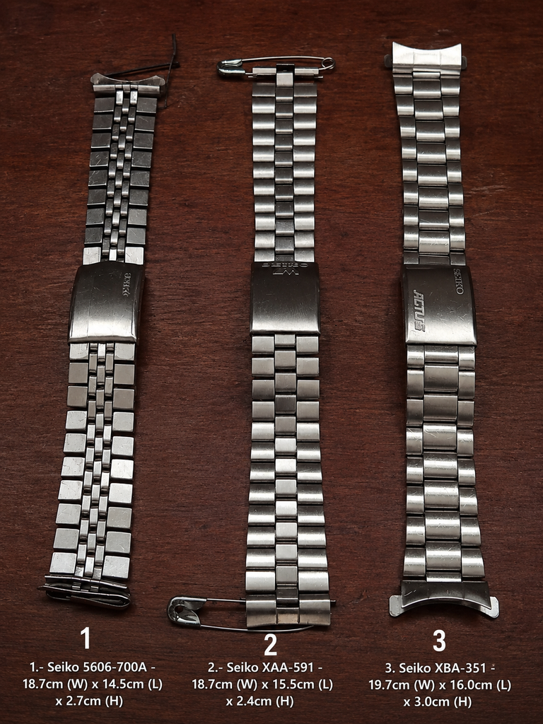 Seiko Lord Matic 19 and 20mm Width Curved + Straight End SS Complete Bracelet (06)