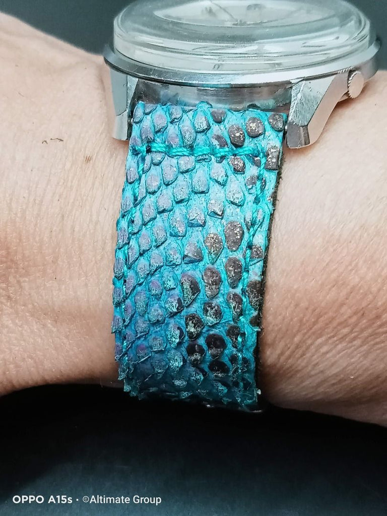 B.N.I.B Hi-Quality CITES Approved Genuine Python Leather Strap 18, 20, 21, 22, 23mm (22)