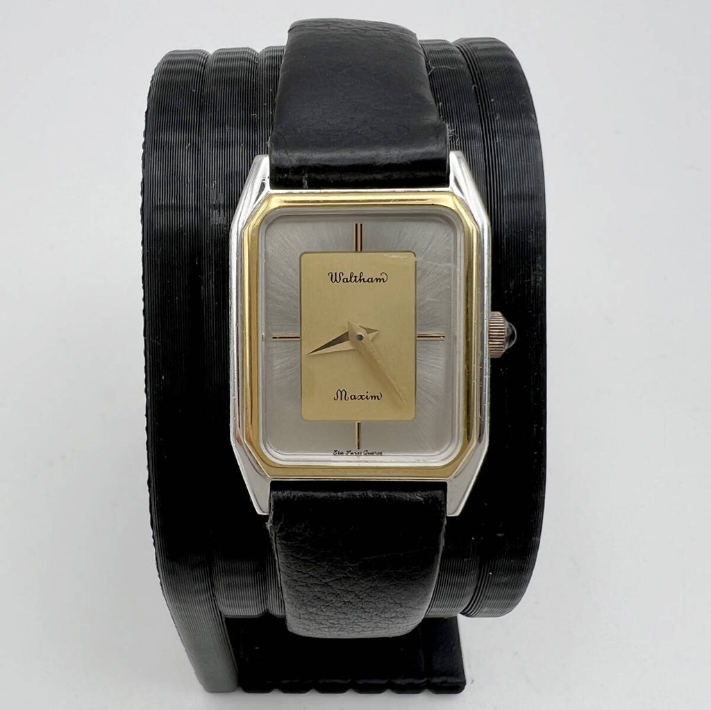 Collectible! Circa 1970s Waltham N2B0430 Tank Ladies 2-Tone Dial Quartz (FS)