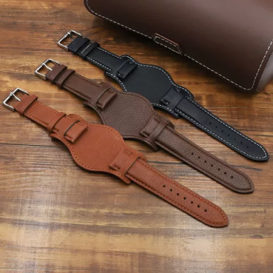 Watch Strap High Quality Crazy Horse Leather Strap with Backing, Size 18mm, 20mm, 22mm